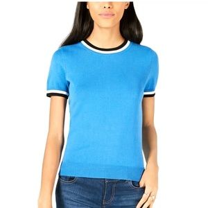 Maison Jules Ringer-Stripe Sweater Bright Blue